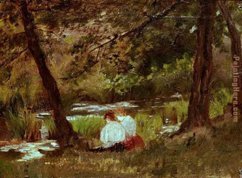 Mary Cassatt Two Women Seated By A Woodland Stream